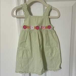 Gymboree Green Striped Dress with Floral Accents